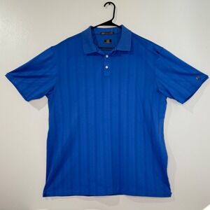 Tiger Woods Collection Fit Dry Golf Polo Shirt XL Short Sleeve Blue Nike Stripe